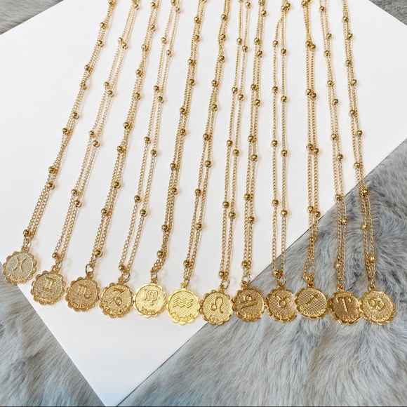 Gold Zodiac Coin w/Ball Bead Chain - Picture 13 of 16